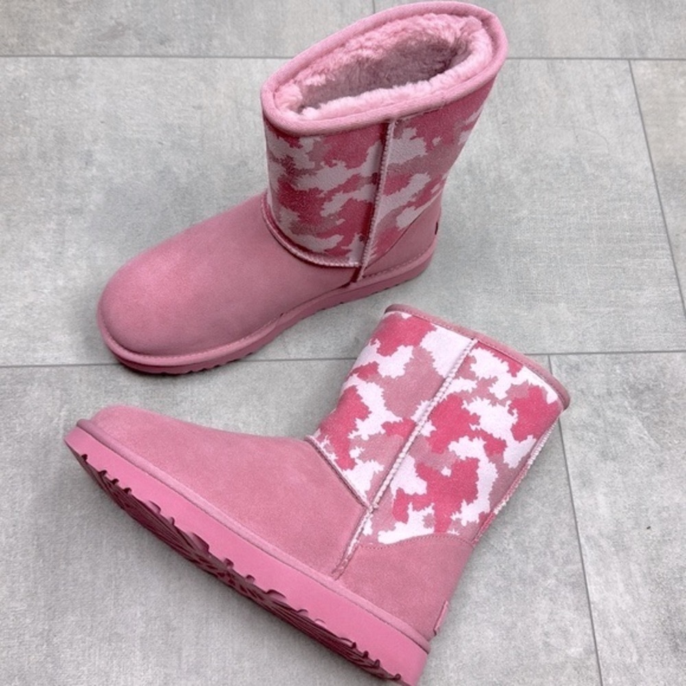 🍁UGG 🍁 CLASSIC SHORT JAGGED CAMO PINK WINTER BOOTS